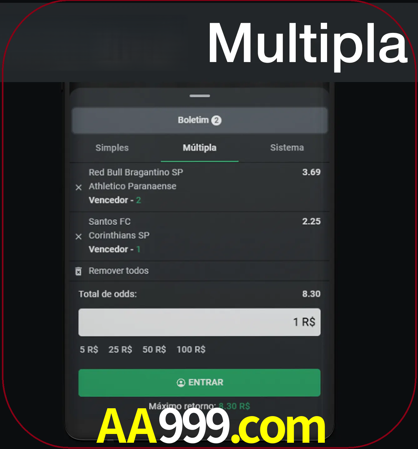 Faça apostas mais valiosas com mais de duas apostas.