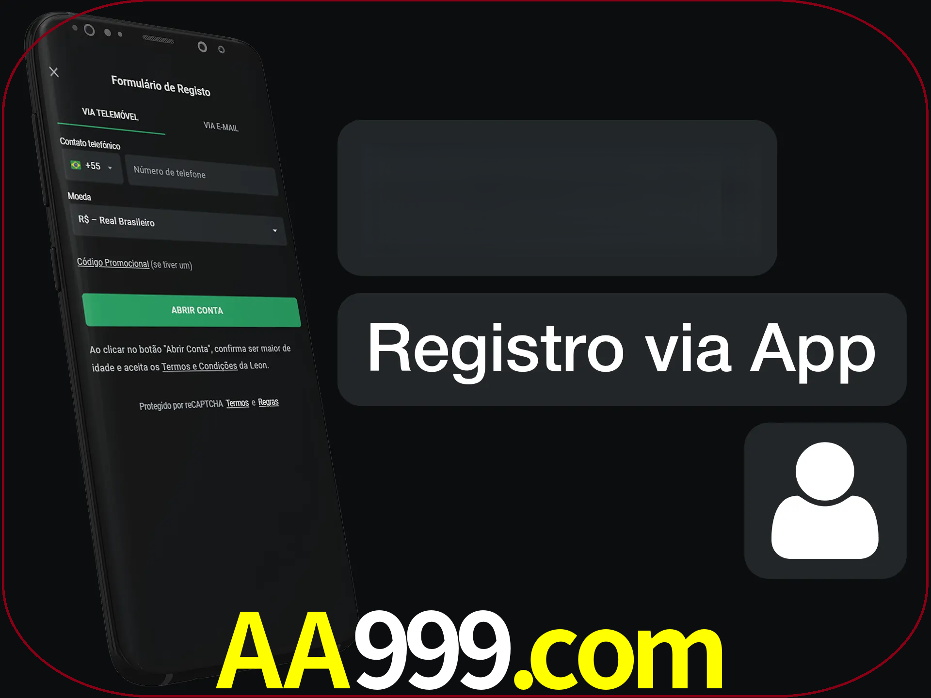 Registre-se com duas etapas usando o aplicativo.